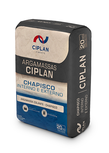 Embalagem de 20kg da Argamassa colante Chapisco Ciplan, para uso interno e externo.