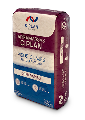 Embalagem de 40kg da Argamassa Contrapiso Ciplan, para pisos e lajes.