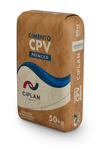 Embalagem de 50kg do Cimento CPV Premold Ciplan.
